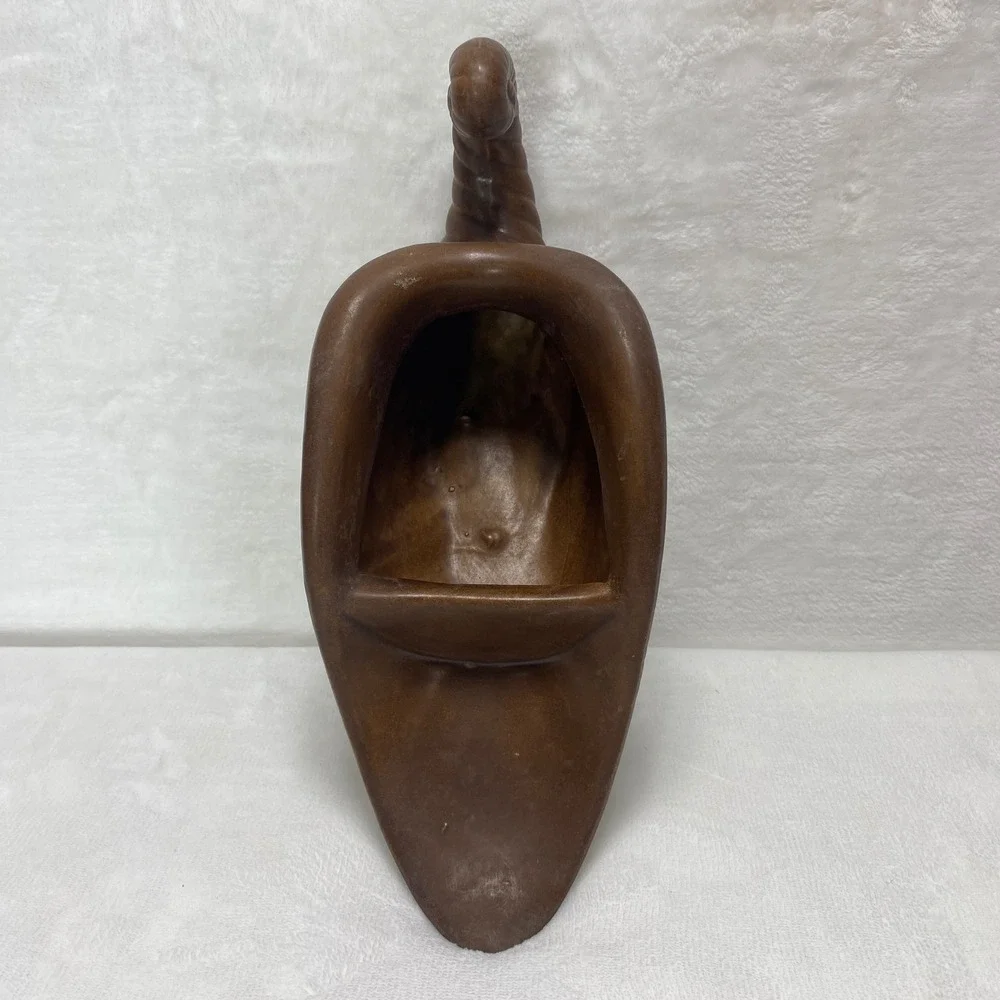 VTG Brown Ceramic Cornucopia Horn of Plenty‎ Vase Planter Table Decor D475